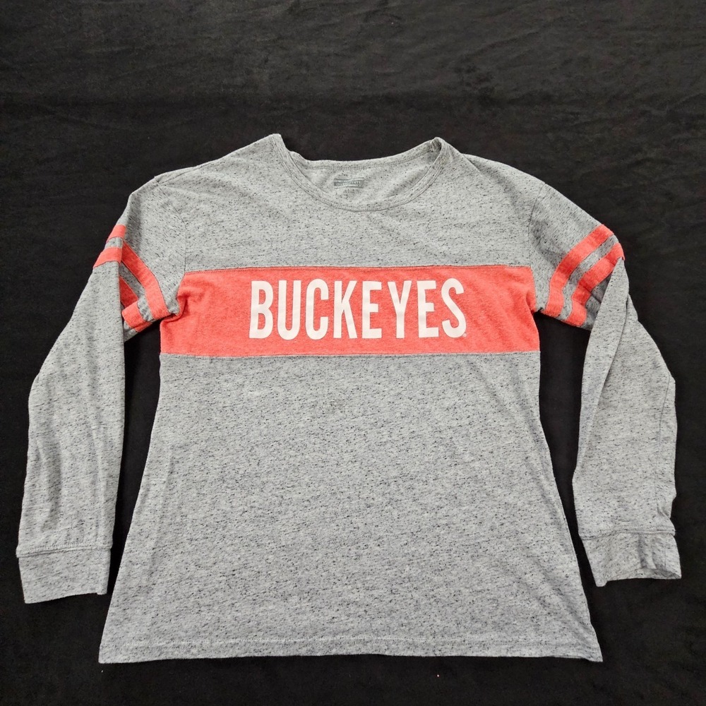 Ohio State Buckeyes Gray Long Sleeve Cotton Blend T-Shirt Women's M - Picture 1 of 7